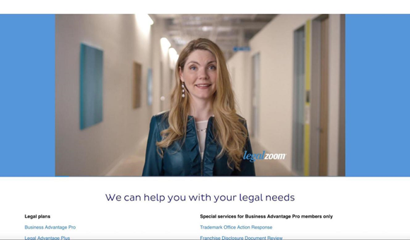 Legal Zoom用真人律師形象為自己的服務(wù)背書。